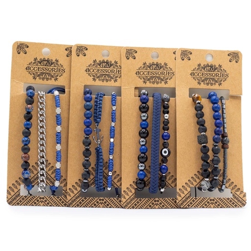 [MBS-10] Set de Pulseras para Hombre - Med Set Blues