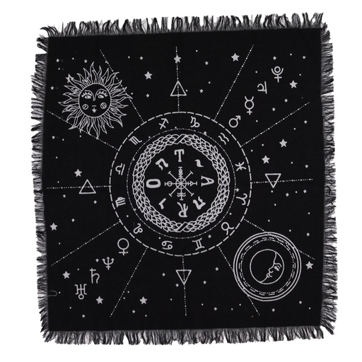 [AltC-04] Mantel de altar esotérico con flecos - Carta Lunar y Solar