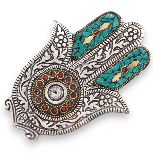 [PAIH-16] Porta-incienso Hamsa Verde Pequeño 13x5.5cm