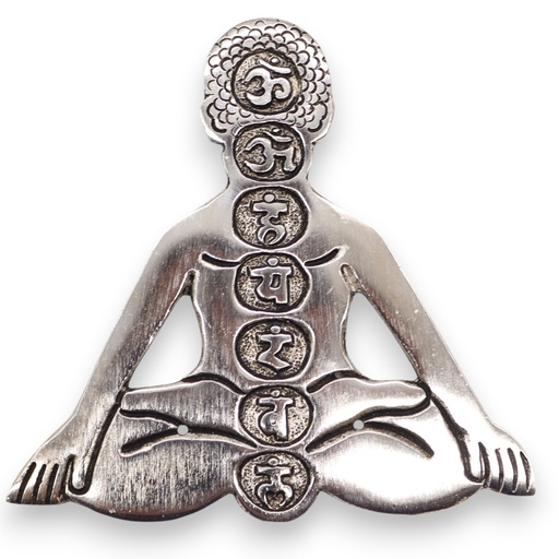 [PAIH-22] Porta-incienso Yoga Siete Chakras de Aluminio Pulido 12x12cm
