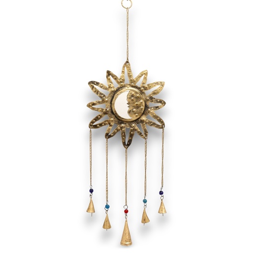[INDBC-20] Campanas Indias Sol & Luna Pequeñas - Espejo 5 Campanas - 12x65cm