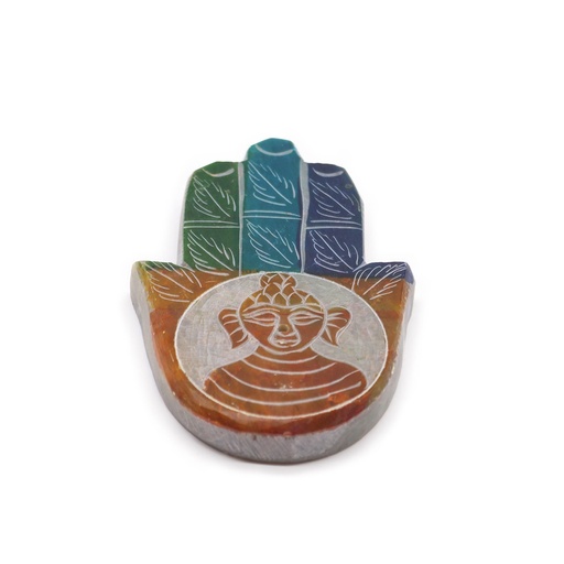 [SoapISH-07] Porta Incienso Hamsa de Esteatita 9x6cm -Buddah