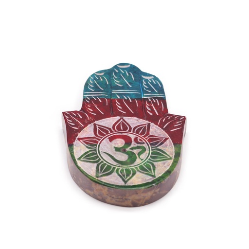 [SoapISH-09] Porta-incienso Hamsa de esteatita 9x6cm -OM