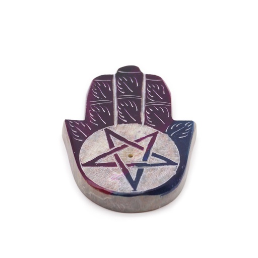 [SoapISH-10] Porta-incienso Hamsa de esteatita 9x6cm -Pentagono