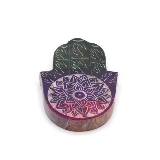 [SoapISH-12] Porta-incienso Hamsa de esteatita 9x6cm - Flor de Loto