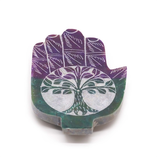 [SoapISH-13] Porta-incienso Med Hamsa de Esteatita 13x9cm - Árbol de la Vida