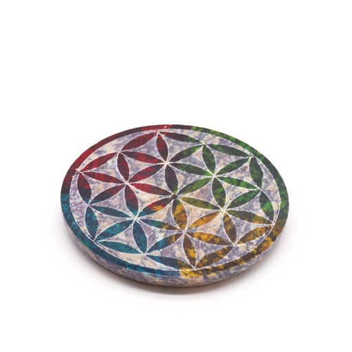 [SoapISH-20] Porta-incienso Disco de Esteatita 8cm - Flor de la Vida