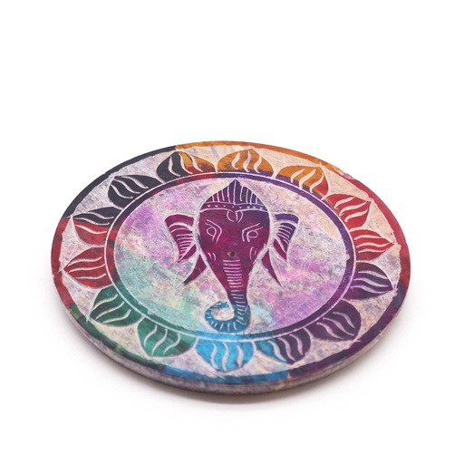 [SoapISH-21] Porta-incienso Disco de Esteatita 10cm - Ganesha