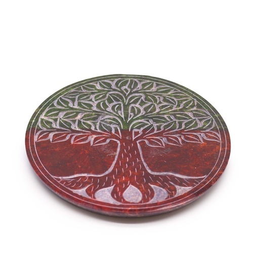 [SoapISH-23] Porta-incienso Disco de Esteatita 10cm - Árbol de la Vida