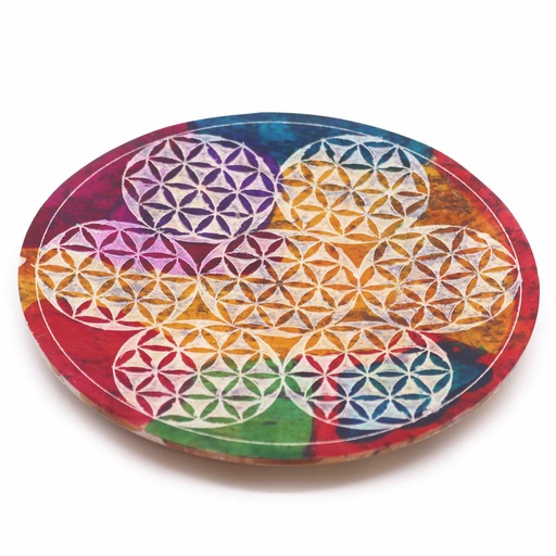 [SoapISH-24] Porta-incienso Disco de Esteatita 12cm - 7 Flor de la Vida