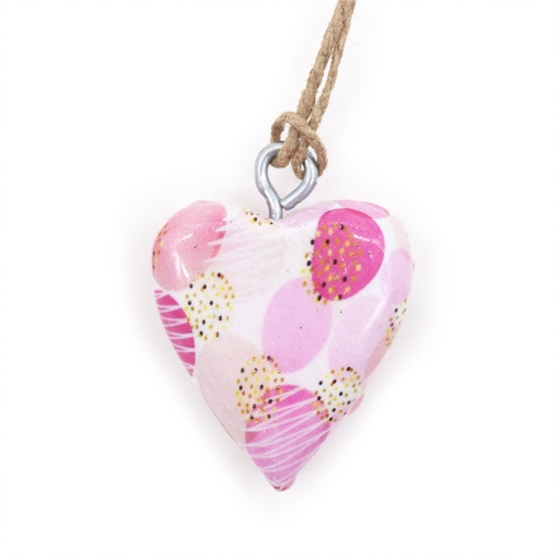 [WEH-02] Pequeño Corazone de Madera Decorativo - Rosa Abstracto