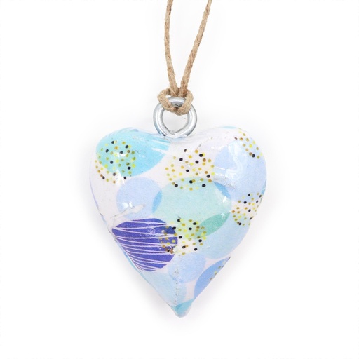 [WEH-03] Pequeño Corazone de Madera Decorativo - Azul Abstracto