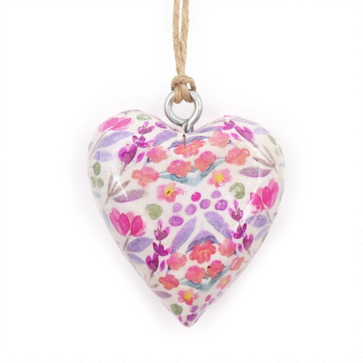 [WEH-07] Corazon de madera decorativo Grande - Floral