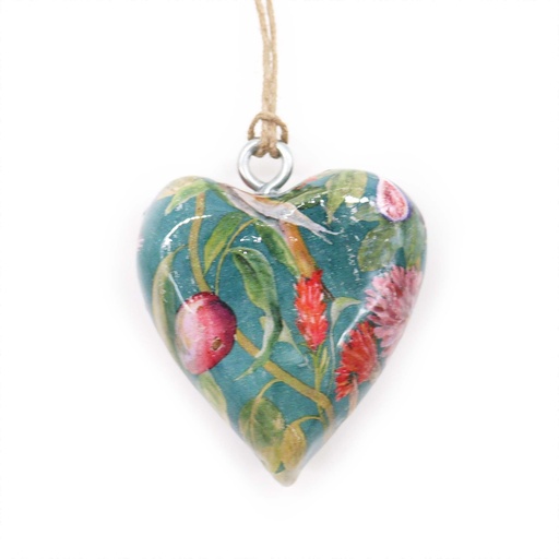 [WEH-10] Corazon de madera decorativo Grande - Pájaros y flores
