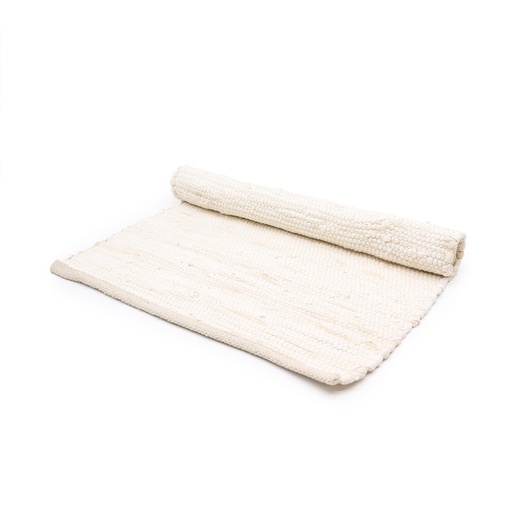 [HLRug-02] Alfombra india pequeña de algodón tejida a mano - 50x90cm - Crema