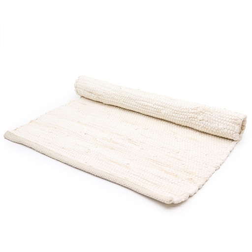 [HLRug-10] Alfombra India grande de algodón tejida a mano - 130x170cm - Crema