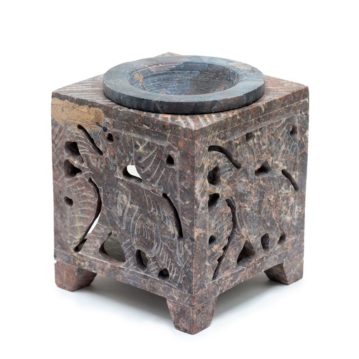 [SoapOB-24] Quemador de Aceite de Esteatita Cuadrado 10x7.5cm - Elefante