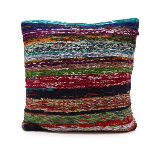 [VCush-05] Funda para Cojín de Tapete Reciclado - 40x40cm - Azul y Rojos