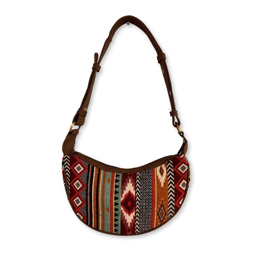 [HoboB-01] Bolso Hobo de Jacquard - Tonos Marrones Intensos (correa marrón)