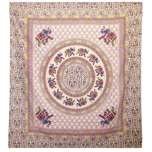 [PBWA-05] Tapiz  Pared - Mandala Elefante - Violeta/Azul sobre Crema