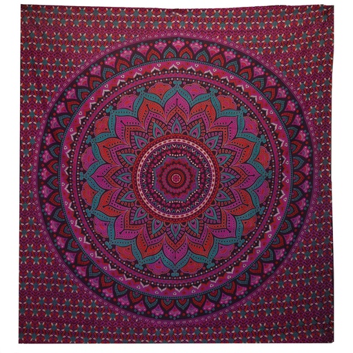 [CBWH-41] Colcha Doble de Algodón + Colgante de Pared - Mandala Clásico - Morado