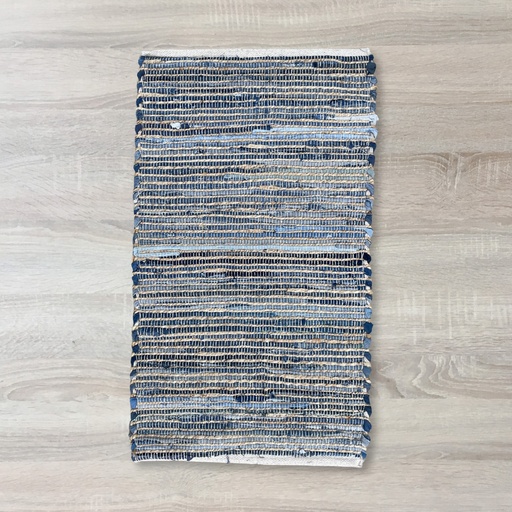 [JRug-07] Alfombra pequeña de yute de algodón reciclado - 50x90cm - Azul