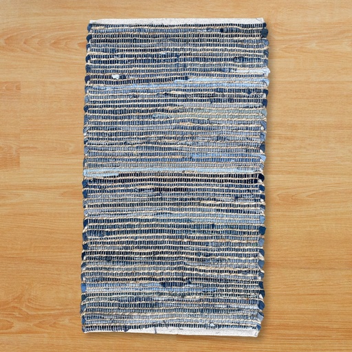[JRug-08] Alfombra mediana de yute de algodón reciclado - 90x150cm - Azul