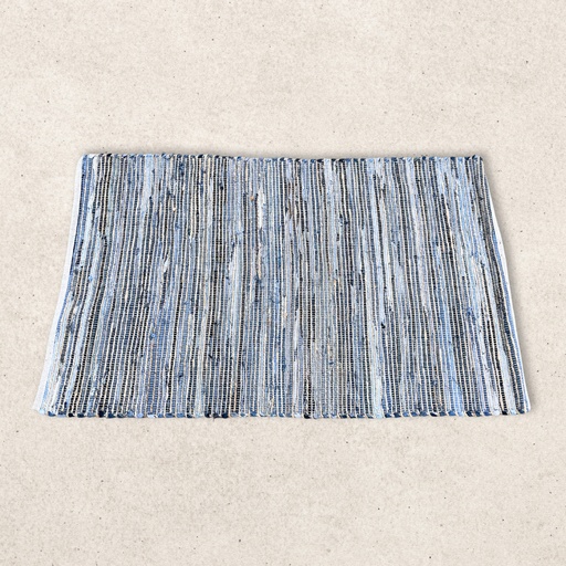 [JRug-09] Alfombra grande de yute de algodón reciclado - 130x170cm - Azul
