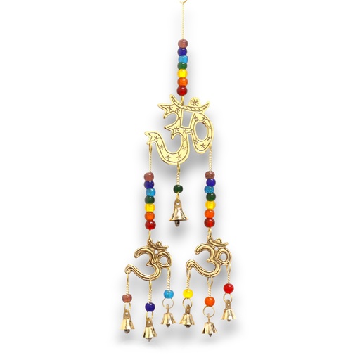 [INDBC-11] Campanas Indias - Om con Chakra - 7 Campanas - 9,5x32cm