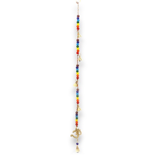 [INDBC-16] Campanas Indias - OM de latón con cuentas de chakra Campanas de cuerda - 53cm
