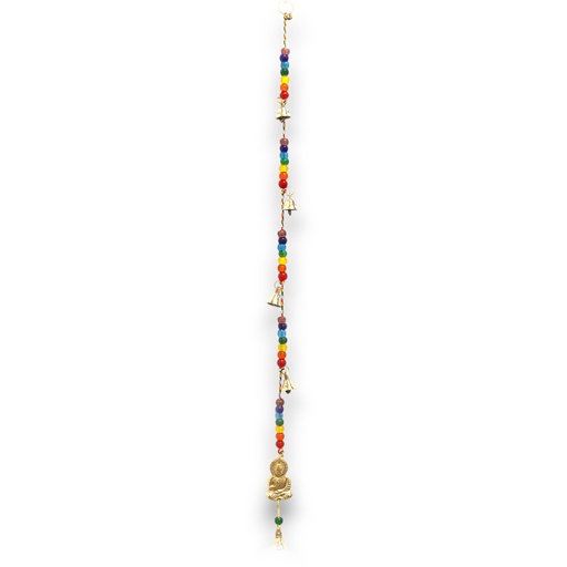 [INDBC-17] Campanas Indias - Buda de latón con cuentas de chakra Campanas de cuerda - 53cm