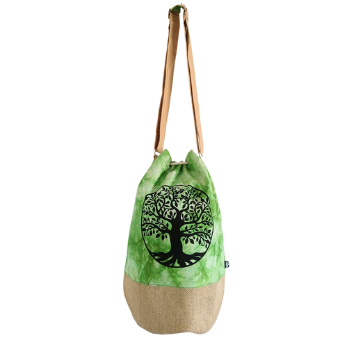 [ANbp-01] Mochila 100% Natural - Efecto Lavado Verde - Árbol de la Vida