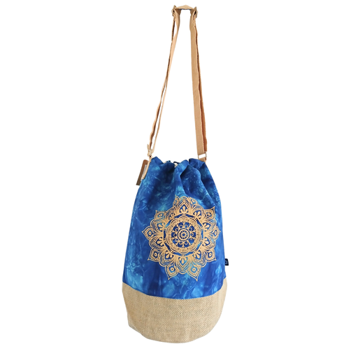 [ANbp-04] Mochila 100% Natural - Efecto Lavado Azul - Mandala