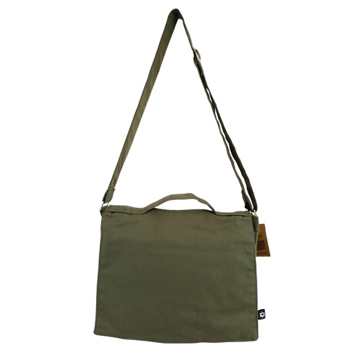 [CottMB-07] Bolsa Mensajera de Algodón Lona para Portátil - Oliva