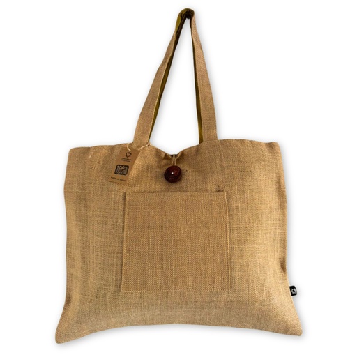 [RevB-01] Bolsa Grande Reversible de Yute y Algodón - Pistacho