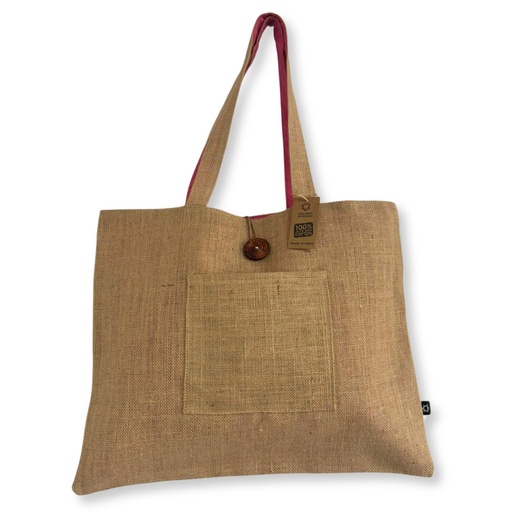 [RevB-02] Bolsa Grande Reversible de Yute y Algodón - Rosa (204C)