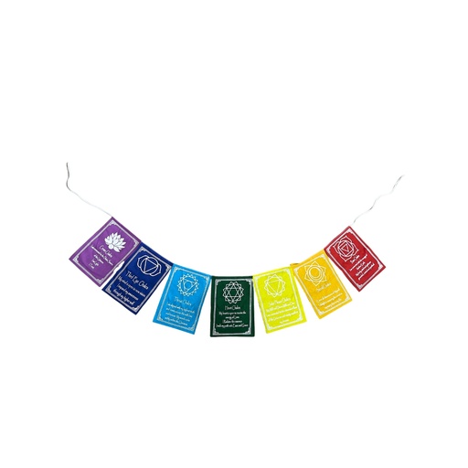 [PFlag-11] Siete colores de chakras y mantra - Pequeño (7 banderas)