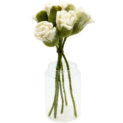 [FFow-03] Flores de fieltro - Rosas blancas