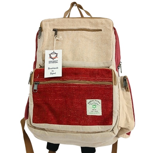 [HempB-35] Mochila grande de cáñamo - Vino y crema