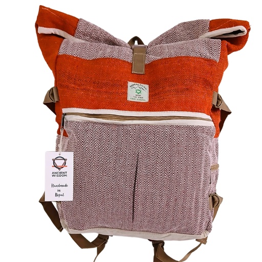 [HempB-39] Mochila para Senderismo de Cáñamo - Naranja Atardecer