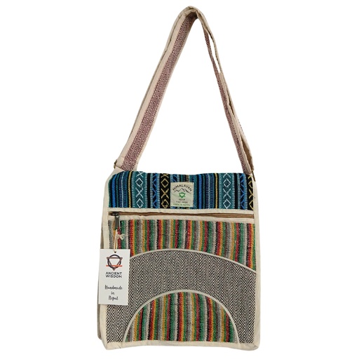 [HempB-40] Bolso Mensajero de Cáñamo para Laptop - Curvas