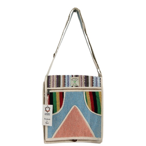 [HempB-41] Bolso Mensajero de Cáñamo para Laptop - Triángulo