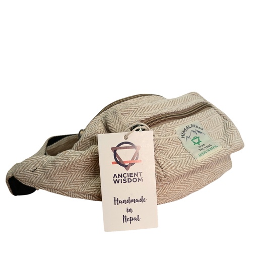 [HempB-46] Bolso Tipo Cinturón de Estilo Cáñamo y Algodón (o Riñonera) - Natural
