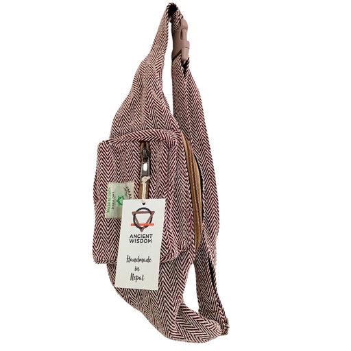 [HempB-48] Bolso Tipo Cinturón de Estilo Cáñamo y Algodón (o Riñonera) - Vino