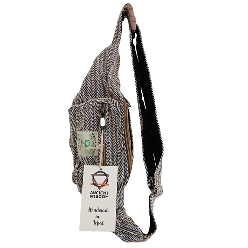 [HempB-49] Bolso Tipo Cinturón de Estilo Cáñamo y Algodón (o Riñonera) - Azul