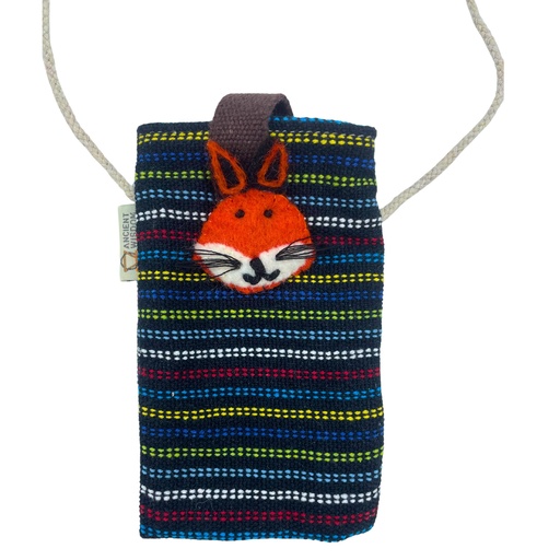 [SBPN-04] Bolso Porta Teléfono Negro y Multicolor - Decorado con zorro