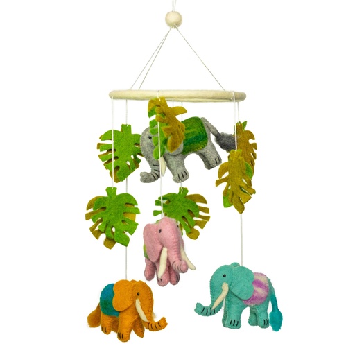 [FMbl-08] Móvil Hecho a Mano de Fieltro - Elefante