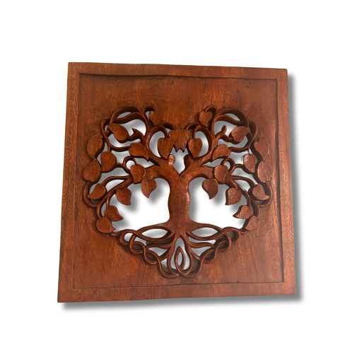 [WDW-08] Panel Decorativo de Madera Árbol de la Vida con Corazón 30x30cm