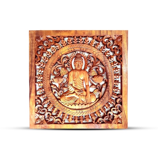 [WDW-09] Panel Decorativo de Madera con Buda Cuadrado 40x40cm