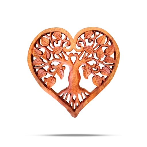 [WDW-14] Panel Decorativo de Madera en Forma de Corazón con Árbol de la Vida 30cm